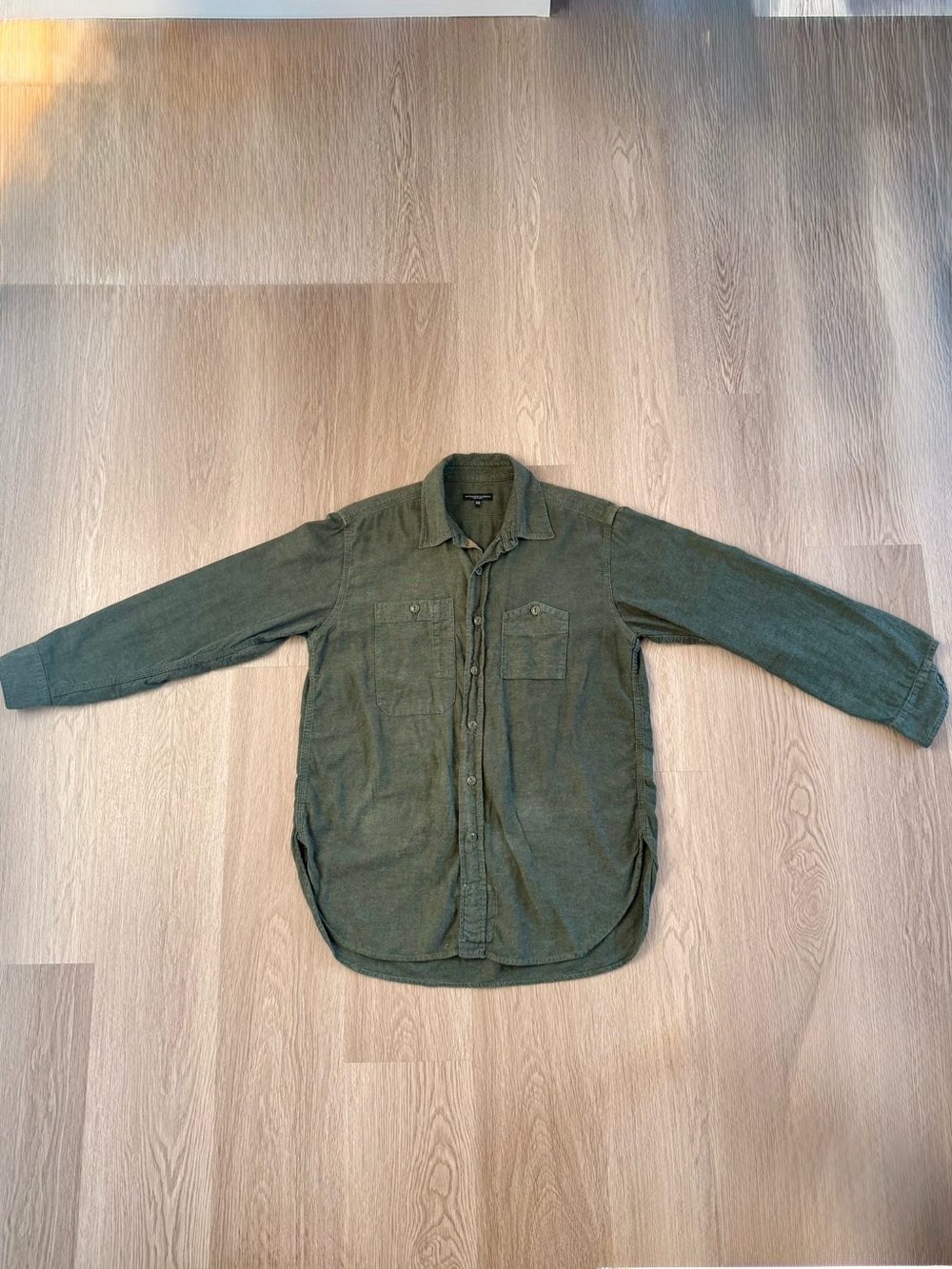 Engineered Garments Work Shirt Olive Solid Flannel Made in USA Men’s Size XS